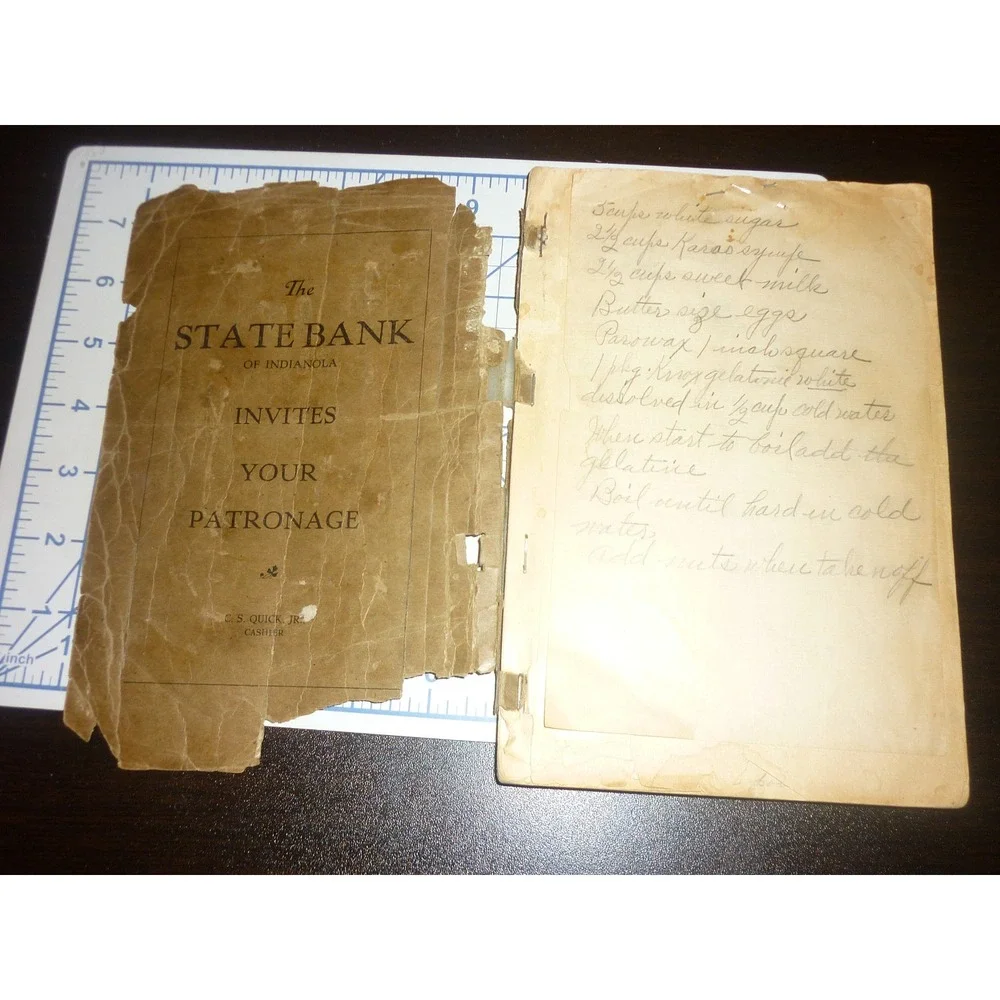 Antique Indianola Nebraska Cook Book Ladies Aid Christian Church  Recipes